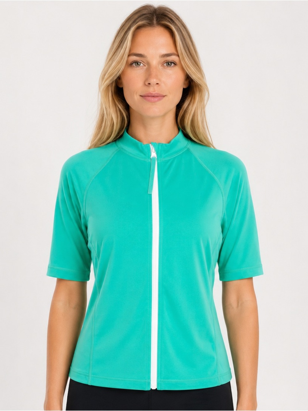 Lands' End Mint Green Nylon/Spandex S/S Full Zip Rash Guard Swim Jacket Size M